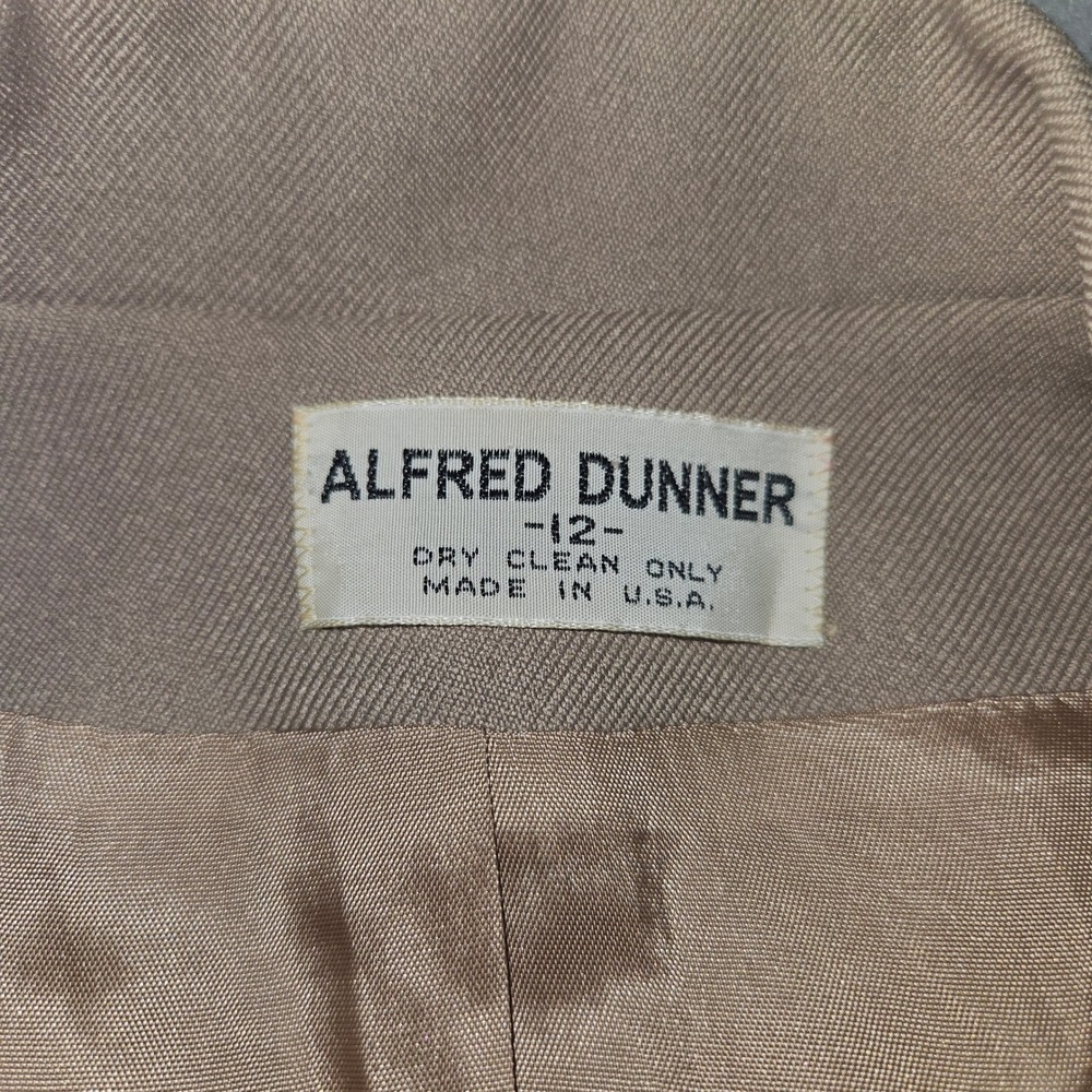 VTG Alfred Dunner 90s Blazer & Skirt Suit Set Tan Beige Sz 12/16 - Picture 4 of 10
